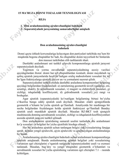 15 ma’ruza donni tozalash texnologiyasi — DOCX