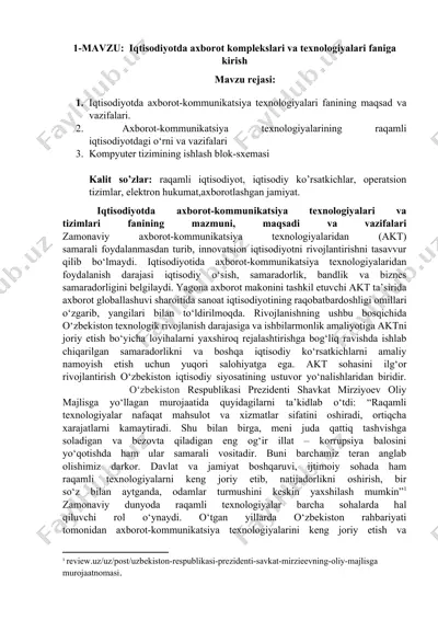 iqtisodiyotda axborot komplekslari va texnologiyalari faniga kirish — DOCX