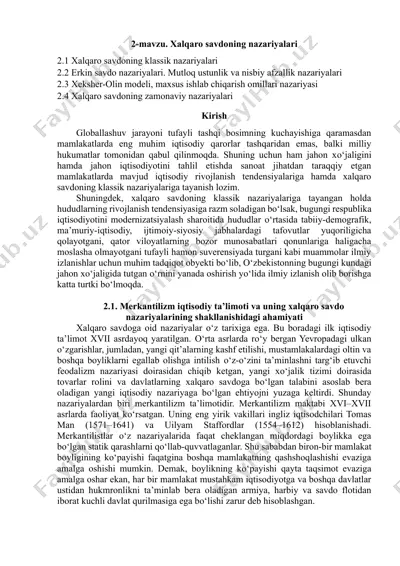 xalqaro savdoning nazariyalari — DOCX
