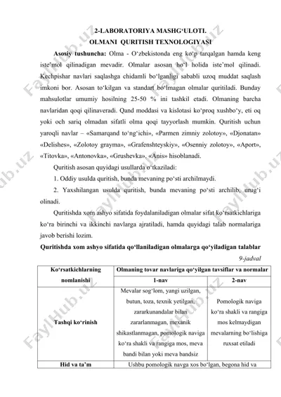 olmani quritish texnologiyasi — DOCX