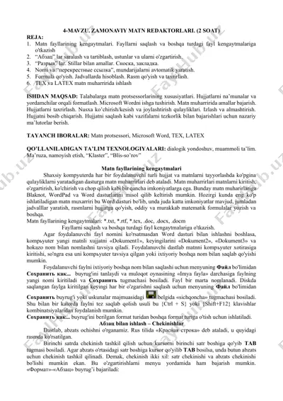 matn protsessorlari — DOCX