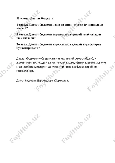 davlat bojxeti — DOCX