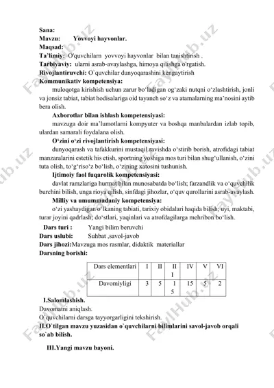 yovvoyi hayvonlar tanishuviga yo'nalish — DOCX