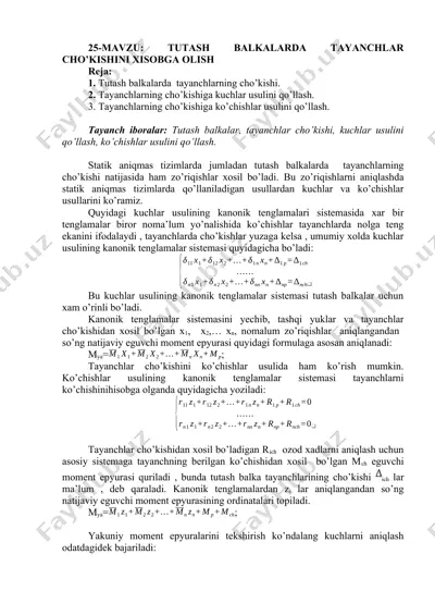 tayanchlar cho’kishini xisobga olish — DOCX