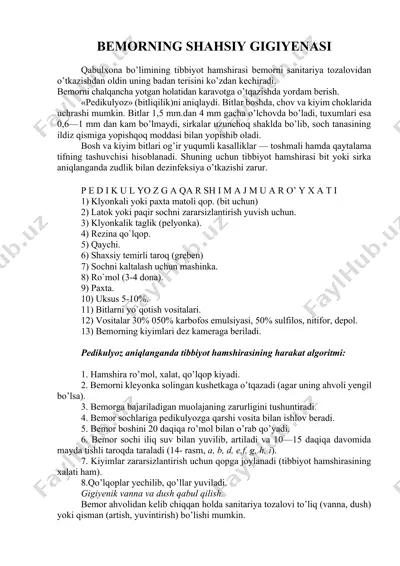 bemorning shahsiy gigiyenasi — DOCX