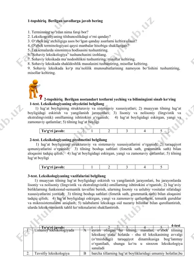 o‘zbek tilining leksikologiyasi — DOCX