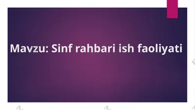 sinf rahbari ish faoliyati — PPTX