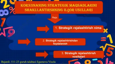 korxonaning strategik maqsadlarini shakllantirishning ilģor usullari — PPTX