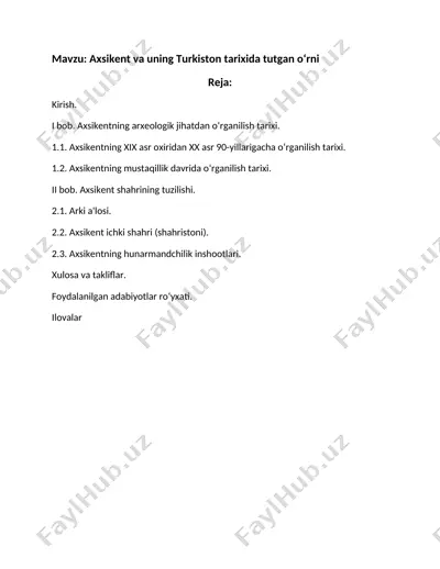 axsikent va uning turkiston tarixida tutgan oʻrni — DOCX