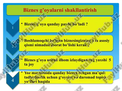 biznes g’oyalarni shakllantirish — PPTX