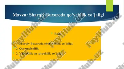 sharqiy buxoroda qo’ychilik xo’jaligi — PPTX