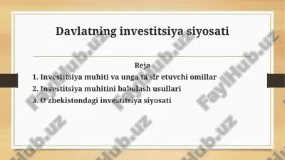 davlatning investitsiya siyosati — PPTX