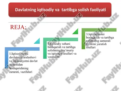 davlatning iqtisodiy va tartibga solish faoliyati — PPTX