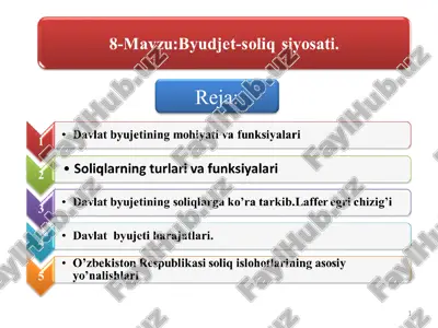davlat budjeti, soliqlar va davlat qarzi — PPT