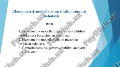 ekonometrik modellarning sifatini umumiy baholash — PPTX