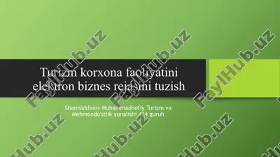 turizm korxona faoliyatini elektron biznes rejasini tuzish — PPTX