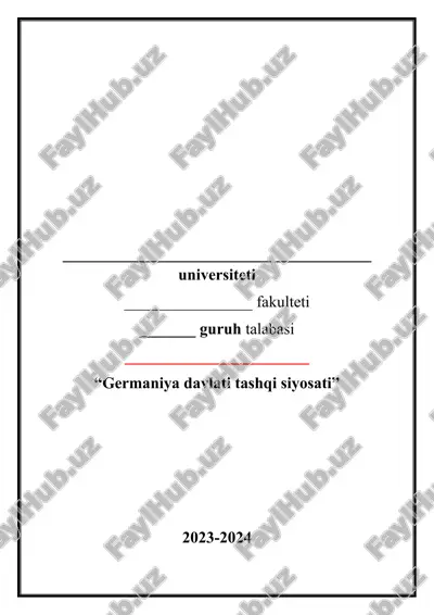 germaniya davlati tashqi siyosati — DOCX