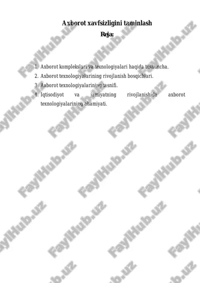 axborot xavfsizligini taminlash — PDF