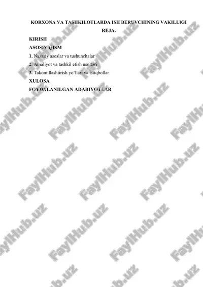 korxona va tashkilotlarda ish beruvchining vakilligi — DOCX