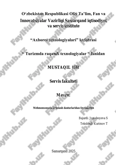 mehmonxonada bronlash dasturlaridan foydalanish — PDF