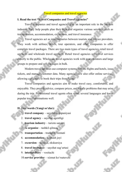 travel companies and travel agencies — DOCX