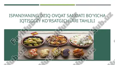 ispaniyaning oziq-ovqat sanoati bo'yicha iqtisodiy ko'rsatgichlar tahlili — PPTX