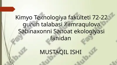 oqovasuvlarni tozalash usullari — PPTX