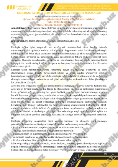 ekologik ta'lim - iqlim o'zgarishi va ekologik masalalar — PDF
