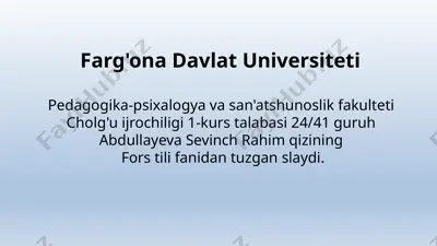 fors tili va haflar haqida ish — PPTX