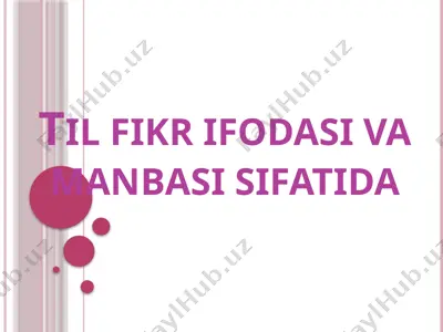 til fikr ifodasi va manbasi sifatida — PPTX
