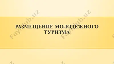razmeshenie molodyojnogo turizma — PPTX