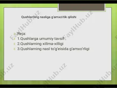 qushlarning nasliga g'amxo'rlik gilishi — PPTX