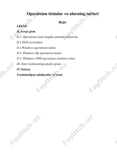 operatsion tizimlar va ularning turlari — DOC