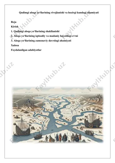 qadimgi aloqa yo‘llarining rivojlanishi va hozirgi kundagi ahamiyati — DOCX