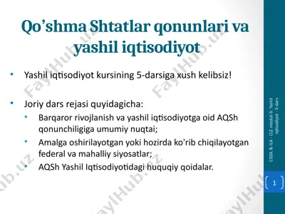 yashil iqtisodiyot kursi — PPTX