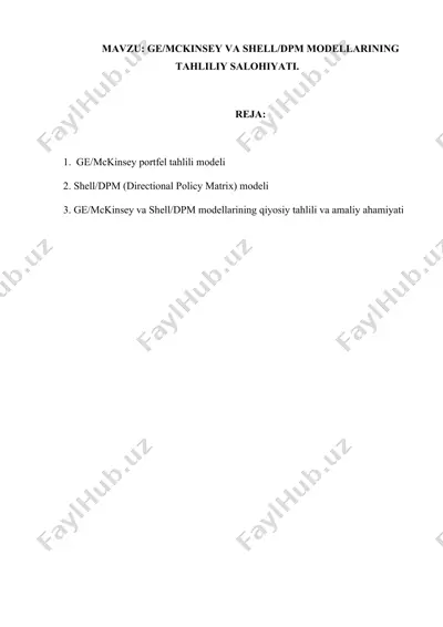 ge/mckinsey va shell/dpm modellarining ta'hliliy salohiyati — DOCX