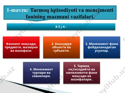 tarmoq iqtisodiyoti va menejmenti fanining mazmuni va vazifalari — PPTX