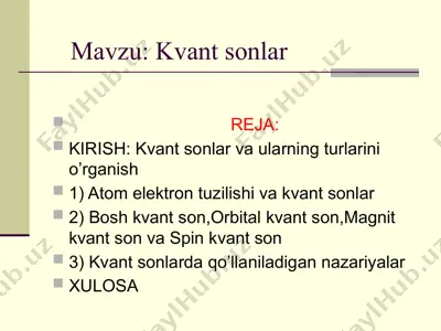 kvant sonlar — PPTX