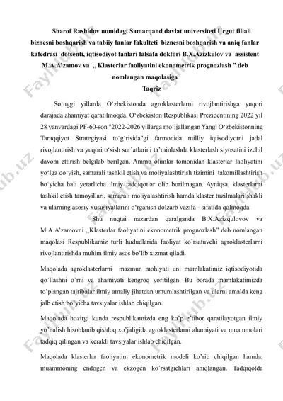maqola uchun taqriz — DOCX
