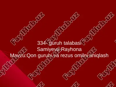 qon guruhi va rezus omilni aniqlash — PPTX