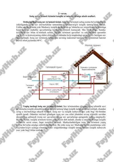 yopiq turdagi issiq suv ta'minoti tizimi — DOCX