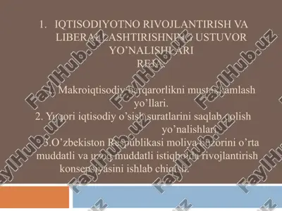 makroiqtisodiy barqarorlikni mustahkamlash yo‘llari — PPTX