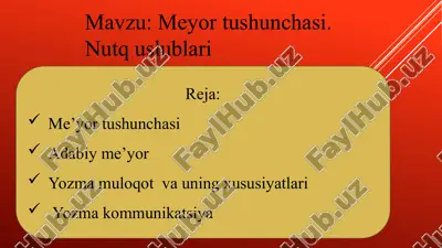 nutq uslublari va me'yoriy tushunchalar — PPTX