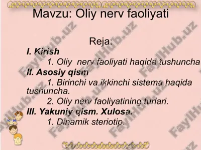 oliy nerv faoliyati — PPTX