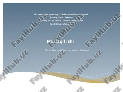 oilaviy kanfliklar va unibartaraf etish yo'llari — PPTX