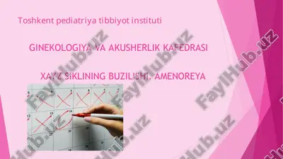 ginekologiya va akusherlikka o'qish kitobi — PPT