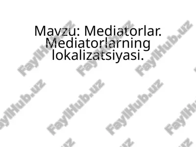 mediatorlar. mediatorlarning lokalizatsiyasi — PPTX