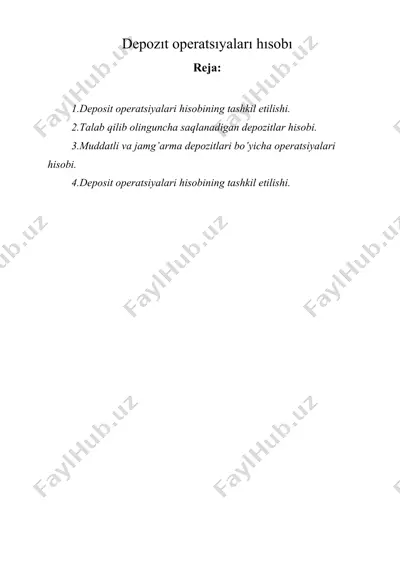 depozıt operatsıyaları hısobı — DOCX