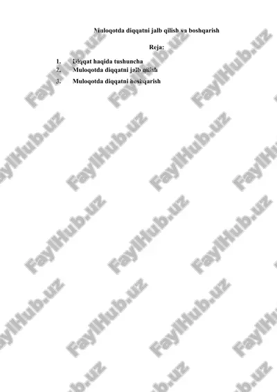 muloqotda diqqatni jalb qilish va boshqarish — DOCX