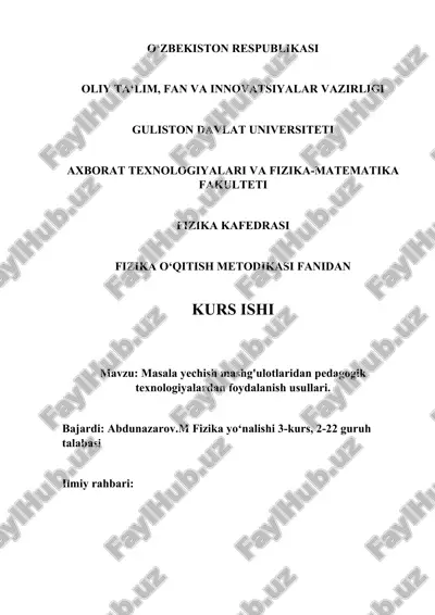 masala yechish mashg'ulotlaridan pedagogik texnologiyalardan foydalanish usullari — DOCX